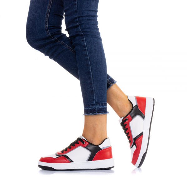 Γυναικεία αθλητικά παπούτσια Aimee λευκό με κόκκινο, 4 - Kalapod.gr